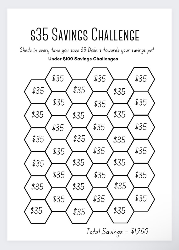 35 Dollar Saving Challenge,savings Box, Savings Binder, Savings