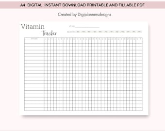 Vitamin Tracker, Supplement Log, Daily Vitamin Planner, Health Tracker, Wellness Log, Nutrition Tracker, Pill Tracker, Self Care Planner
