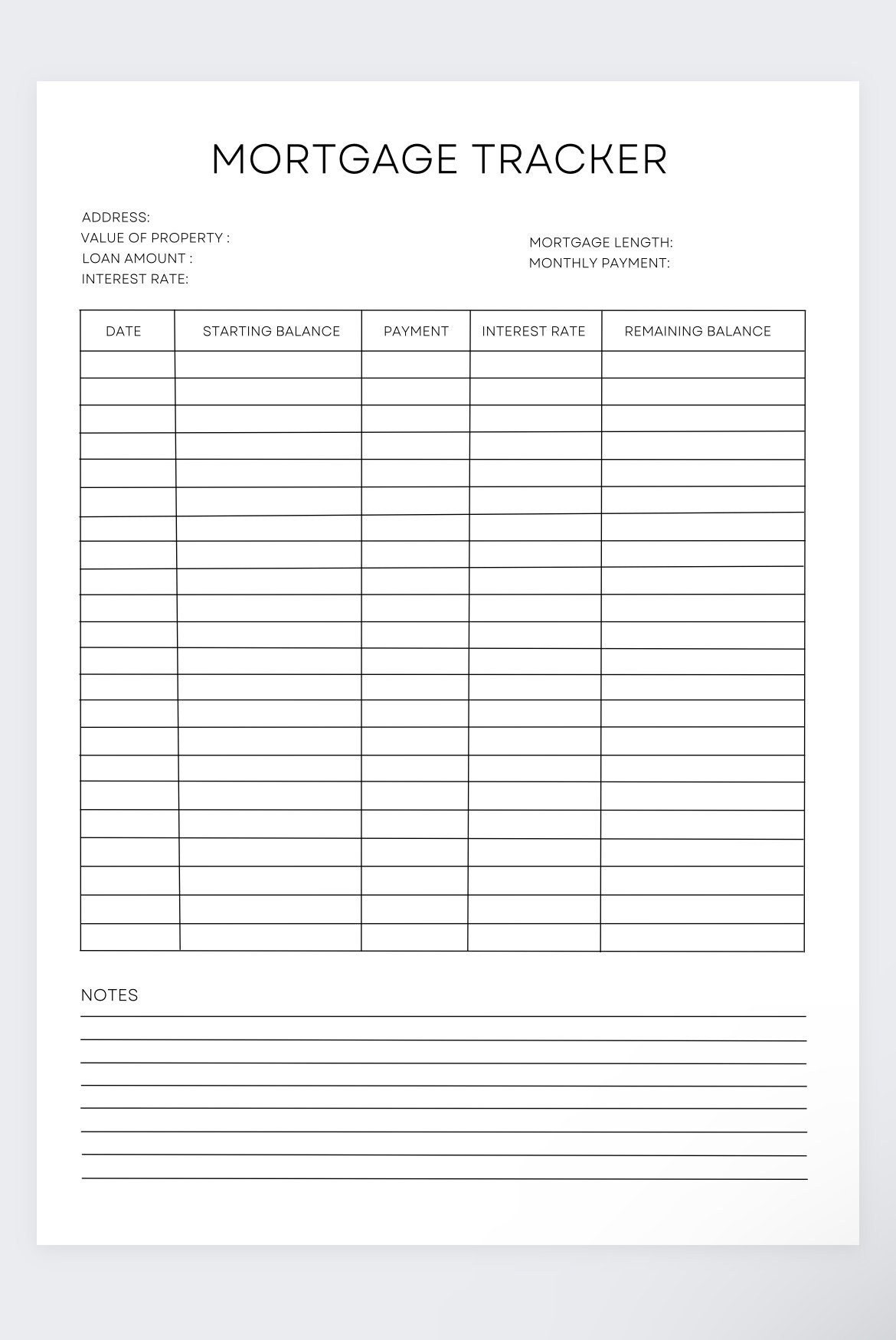 Mortgage Tracker,mortgage Log,mortgage Planner,mortgage Template ...