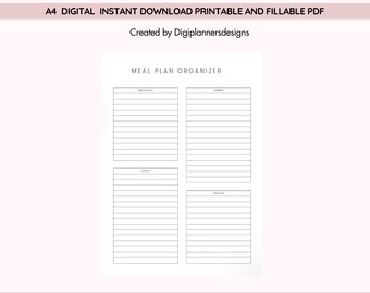 Weekly Meal Prep Planner, Weekly Plan Organizer,Weekly Planner Template,Productivity Planner, Schedule Organizer,Food Organizer,Grocery List