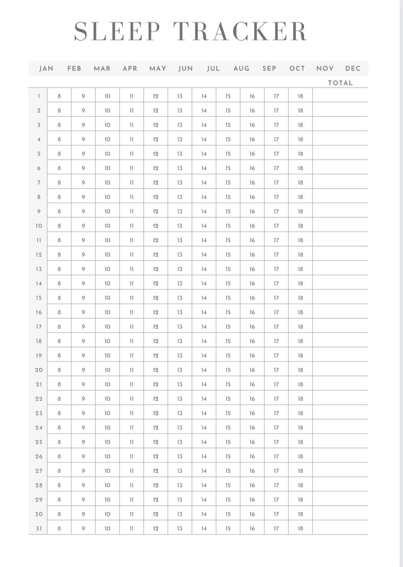 Sleep Tracker Printable,sleep List,weekly Sleep Log,digital Sleep ...