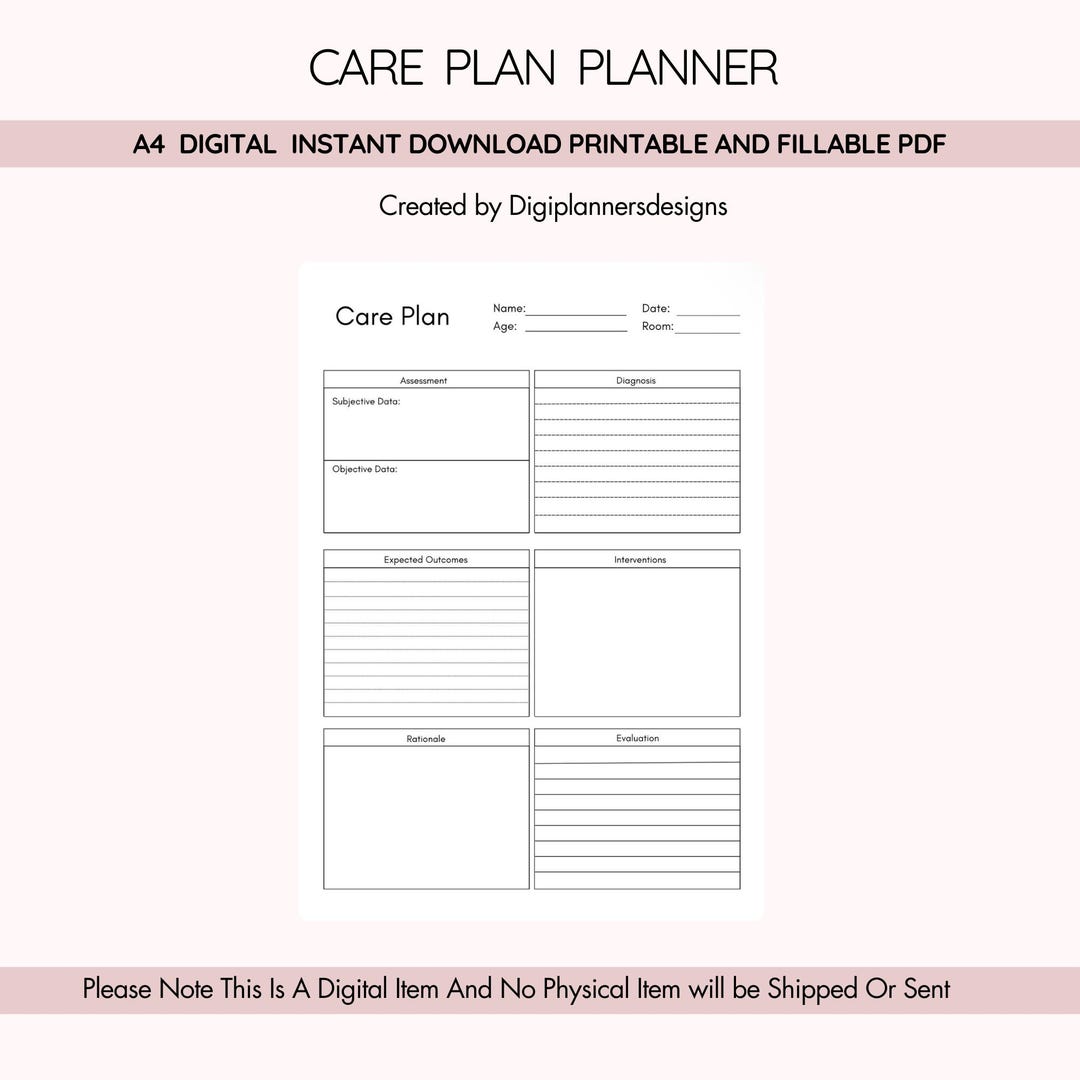 Care Routine Plan Template Care Plan Planner,health Care Organizer, Daily Care Tracker,medical ...