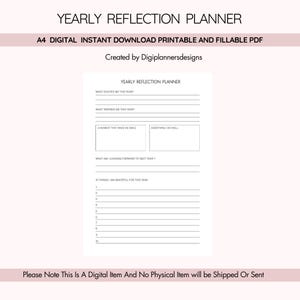Planificador de reflexión anual, diario de revisión anual, seguimiento de crecimiento personal, planificador de reflexión de objetivos, registro de autorreflexión, herramienta de planificación de vida