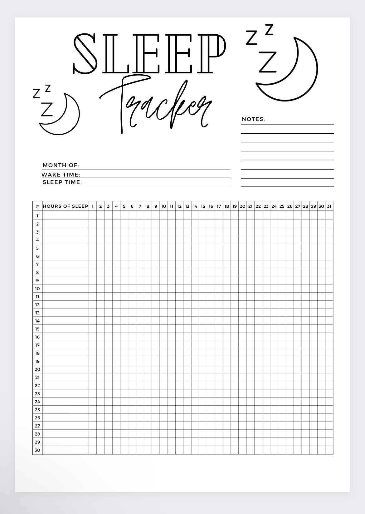 Sleep Tracker, Sleep Organizer, Sleep Journal, Sleep Log, Sleep  Planner,health Planner, Sleep Chart,sleep Tracking,sleep Tracker Printable  
