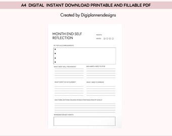 Monatsende Selbstreflexion Planer,monatliches Reflection Journal,Persönliches Wachstums-Tracker, Zielüberprüfungsplaner,Achtsamkeitsplaner, Selbstfürsorgetagebuch