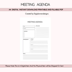 Pianificatore di agenda per riunioni, verbali di riunioni, presa di appunti aziendali, pianificatore di riunioni, pianificatore di ufficio, pianificatore per datori di lavoro, monitoraggio di riunioni aziendali immagine 1