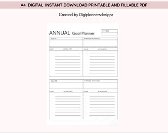 Annual Goal Planner, Goal Setting Planner, Yearly Goals Tracker, Personal Development Planner, Productivity Planner, Success Planning Tool
