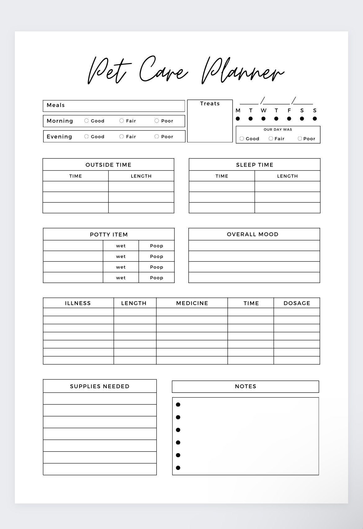 Pet Planner,pet Care Planner, Printable Pet Planner Bundle, Pet Care ...