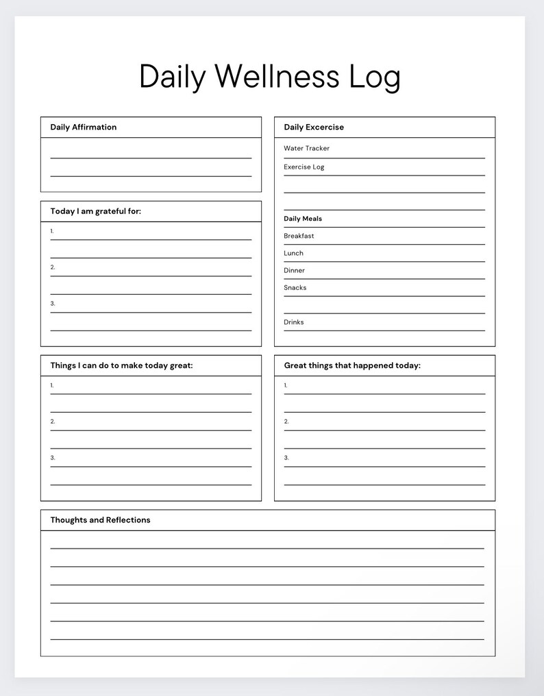 Wellness Tracker mental Health Planner wellness Log mood Tracker Wellness Tracker mental Health Planner wellness Log mood Tracker