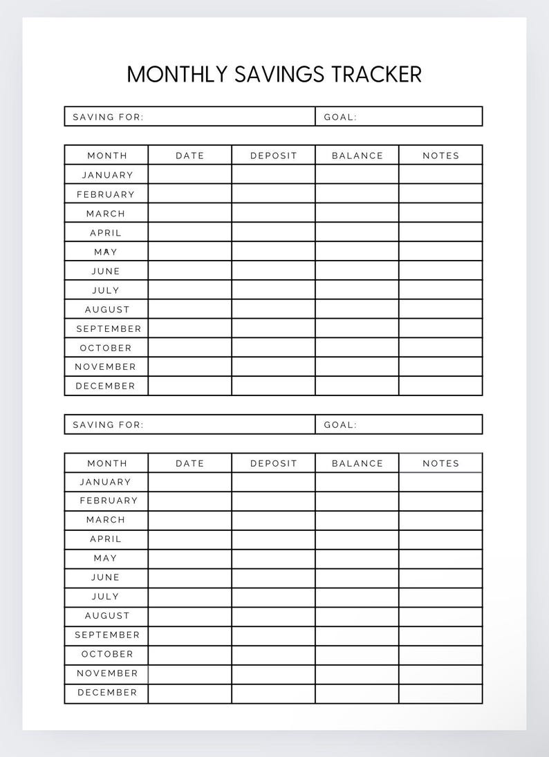 Saving Checklist.pdf Monthly Savings Tracker Printable PDF, Money Saving Log, Budget Planner ...