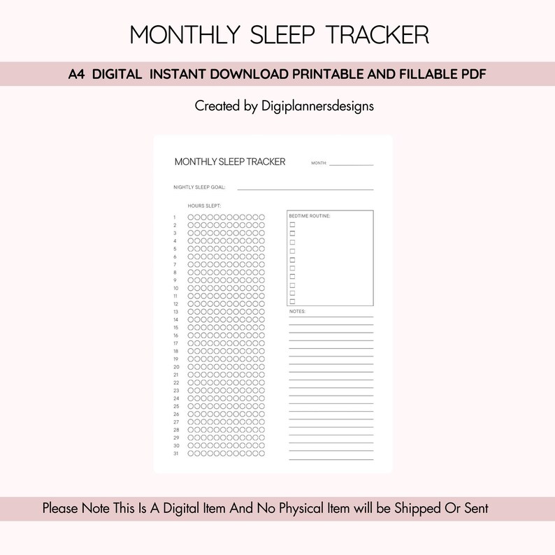 Sleep Planning Sleep Tracker Printable, Monthly Sleep Log, Sleep Quality Journal ...