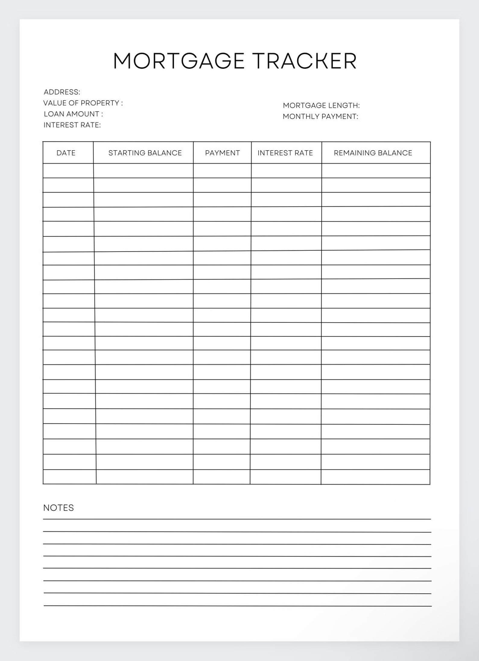 Mortgage Tracker,mortgage Log,mortgage Planner,mortgage Template ...