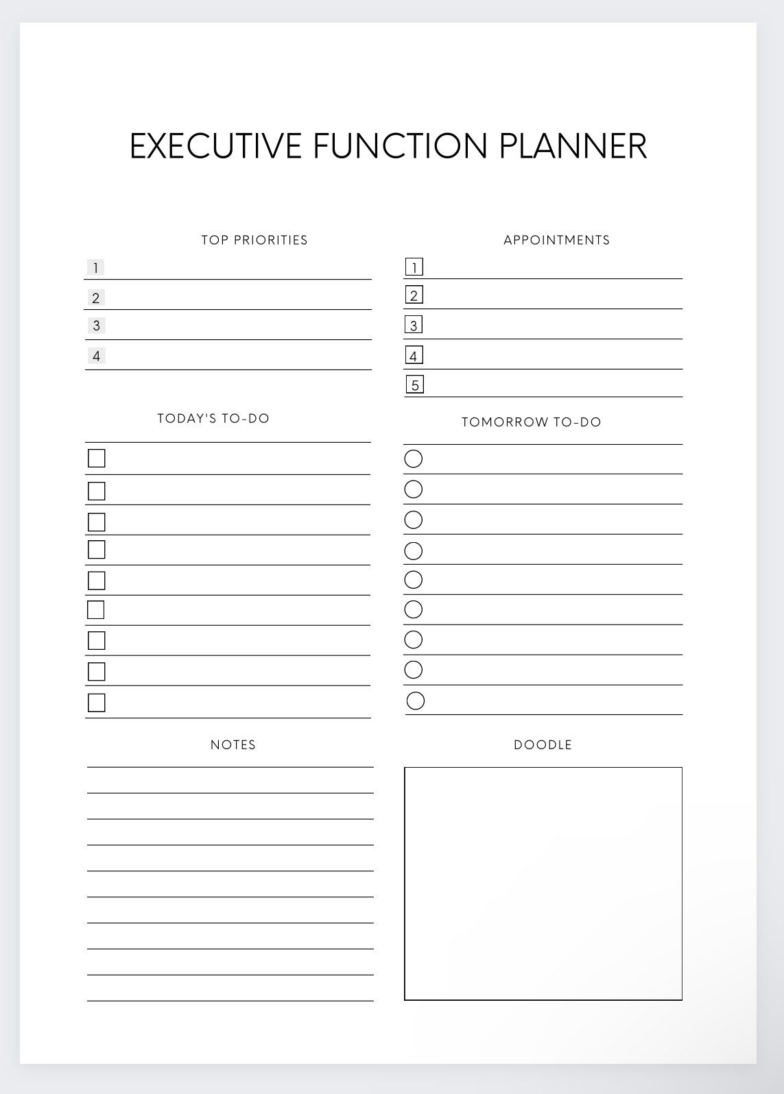 Executive Function Plannerbrain Dump Printablethought Etsy Australia