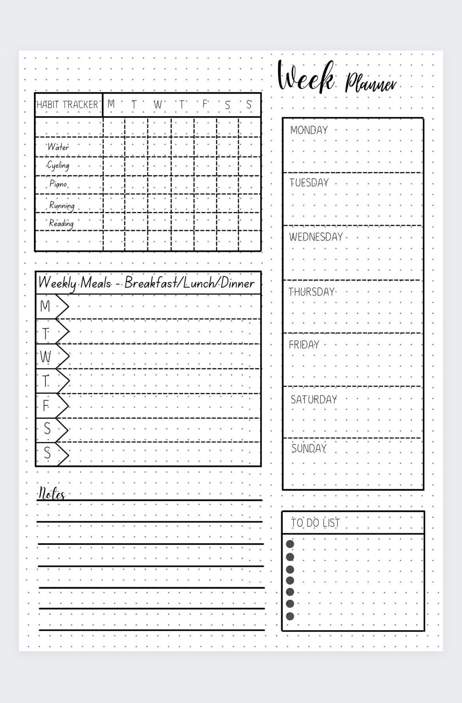 Weekly Planner Weekly Organizer Planner Insert Happy - Etsy