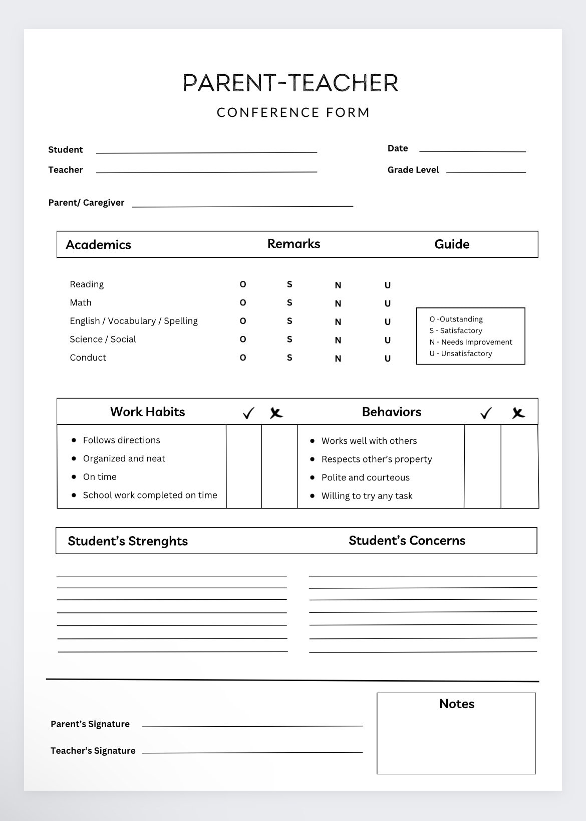 Parent Teacher Conference Formteacher Plannerteacher Agendaparent Parent Teacher Conference Formteacher Plannerteacher Agendaparent
