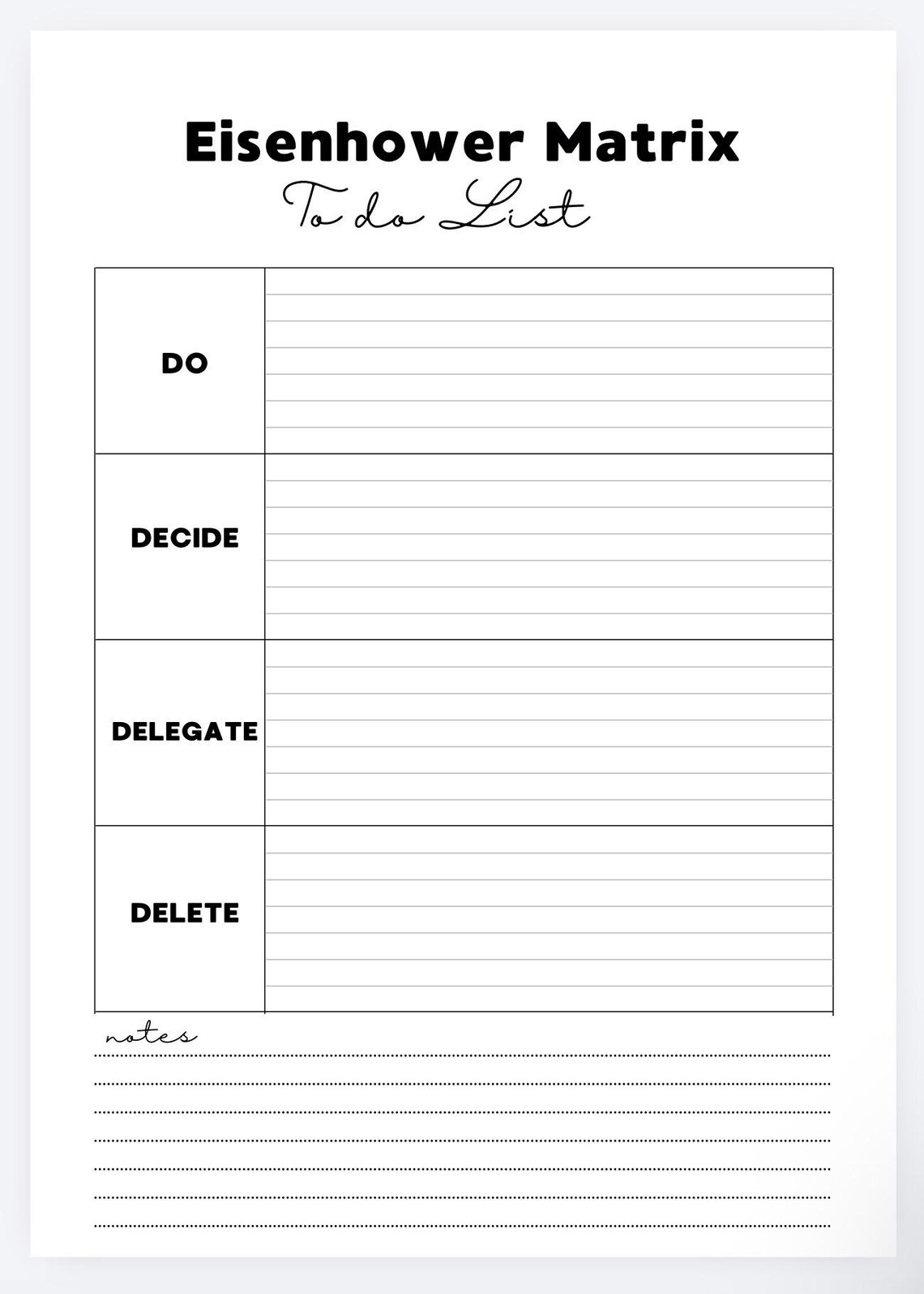 Eisenhower Matrix to Do List, Priority Task Planner Printable,urgent ...