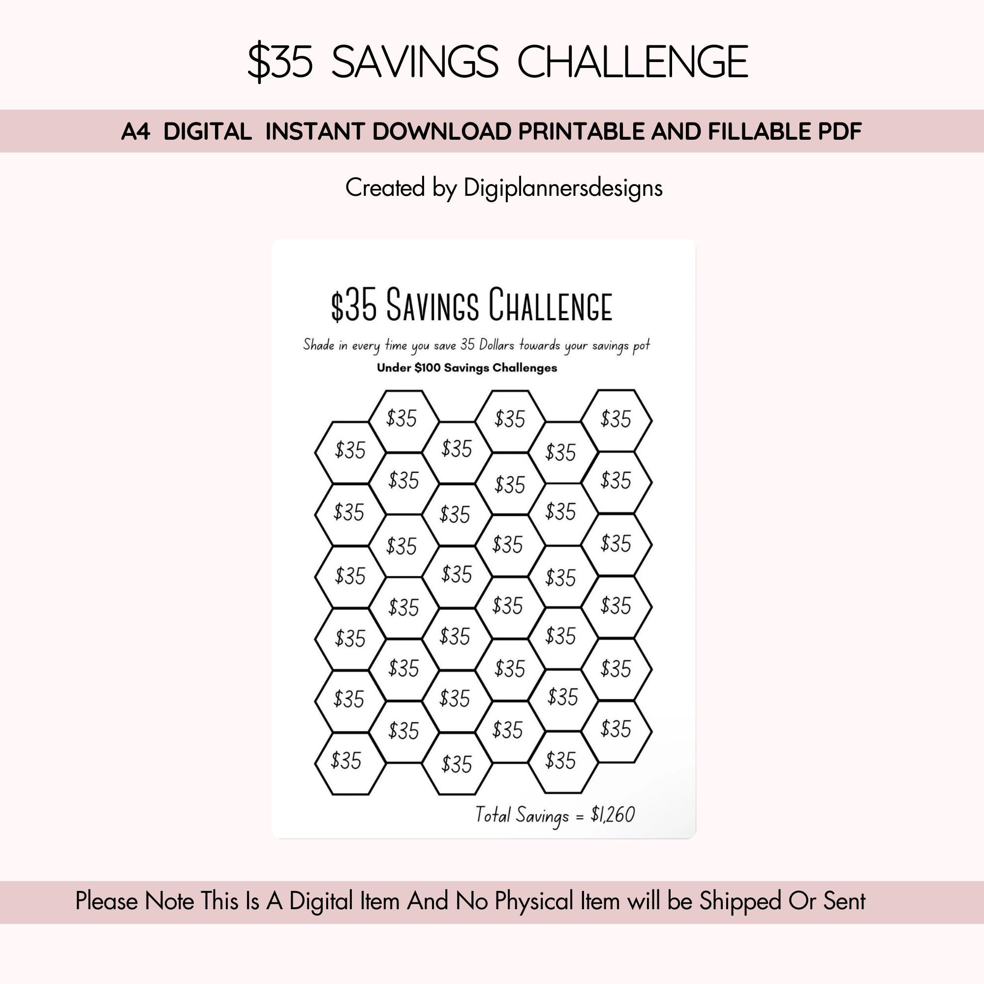 35 Dollar Saving Challenge,savings Box, Savings Binder, Savings