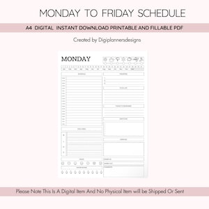 Monday to Friday Schedule,Adult ADHD Planner,Time Blocking,Weekly Schedule,Hourly Planner,ADHD To Do List,Timeblocking,ADHD Planner