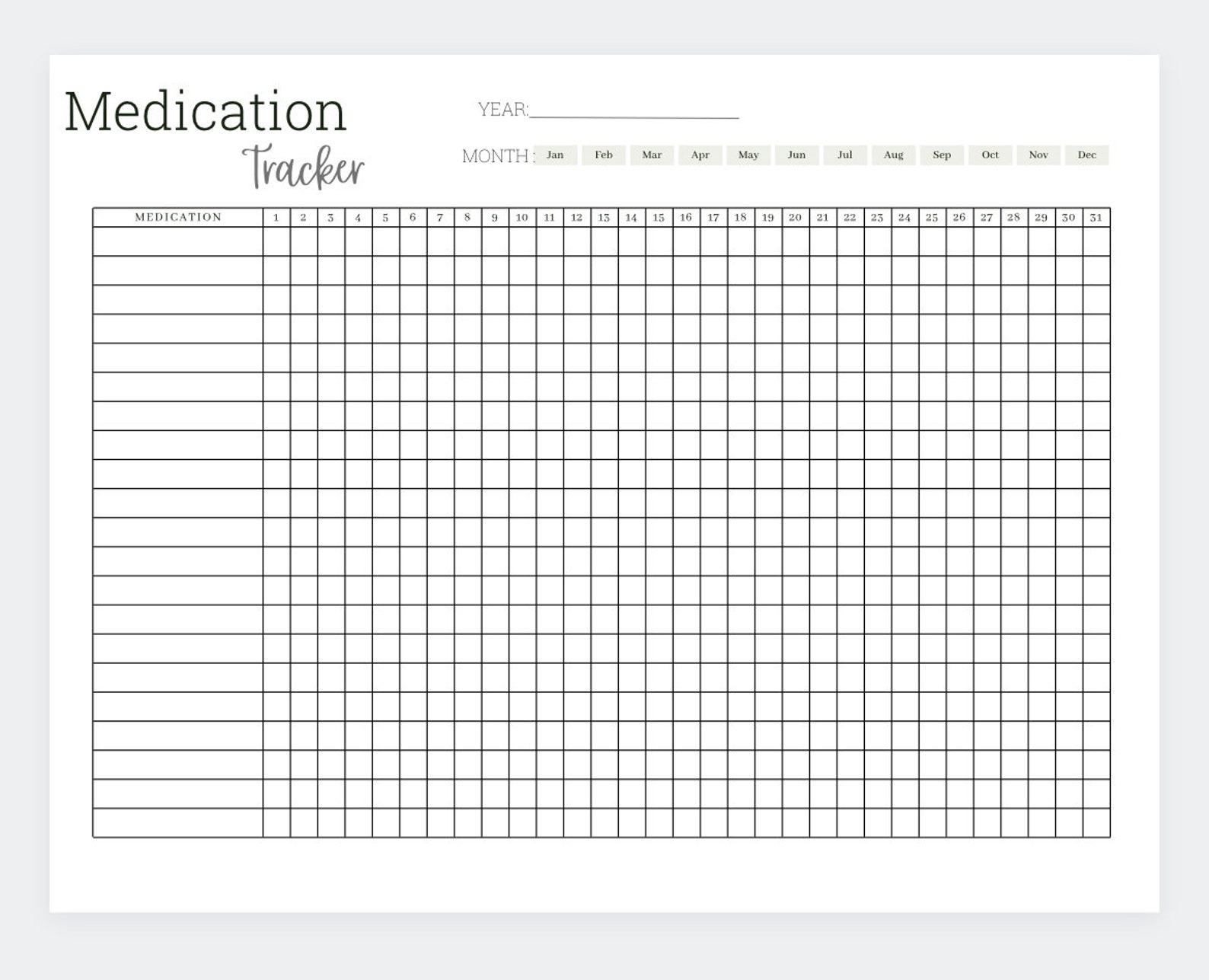 Medication Tracker Medication Organizer Medication List Etsy