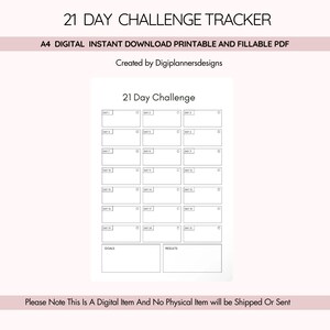 21 Day Challenge Tracker,21 Day Habit Tracker,Daily Challenge Planner,Motivation Log, Goal Tracker,Self Improvement Planner,Daily Progress