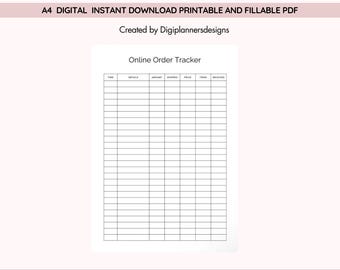 Online Order Tracker Printable PDF, Purchase Tracking Log,Small Business Orders Sheet, Shopping Order Organizer, Sales Record,Purchase Order