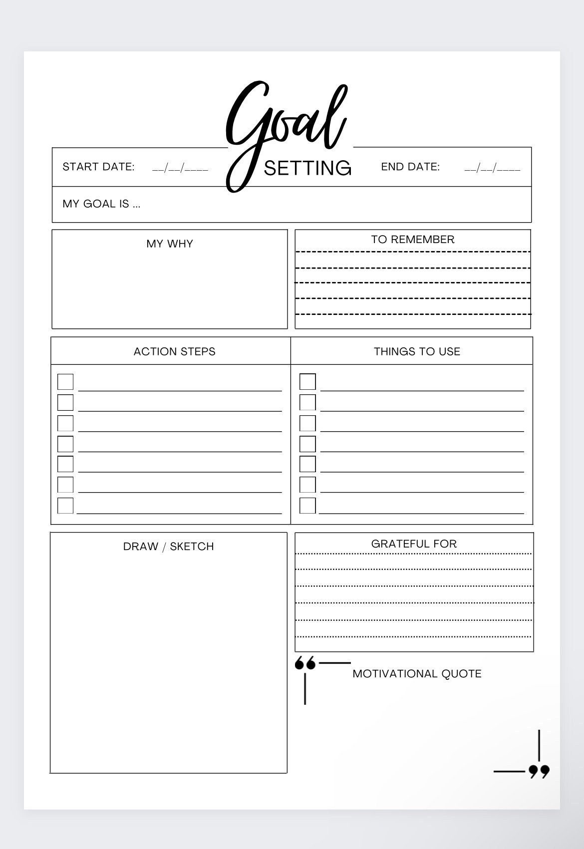 Weekly Goals & Gratitude Planner | Daily Goal Setting With