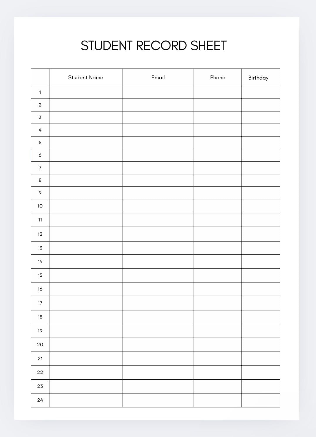 Student Record Sheet,student Register,teacher Log Sheet,classroom ...