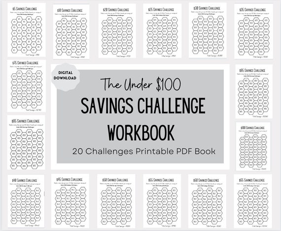 The Under 100 Dollar Workbook,savings Challenge Book,monthly
