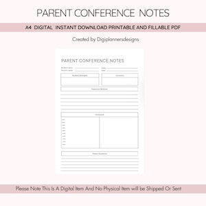 Eltern-Lehrer-Konferenzbogen, Schüler-Fortschritt, Lehrerplaner, Besprechungsnotizen, Klassenzimmer-Organizer, Akademische Aufzeichnungen Blatt, Konferenz-Tagebuch