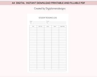 Student Reading Log,Reading Log,Book Tracker,Student Reading,Reading Log PDF,Reading Challenge,Kids Reading Log,Homeschool Reading