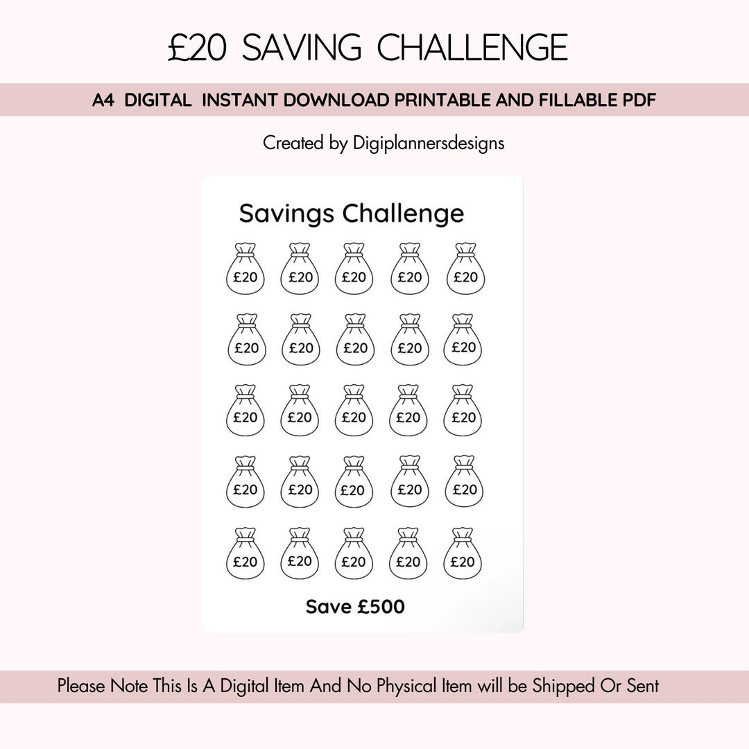 20 Pound Challenge,savings Challenge,money Savings,pound Challenge ...