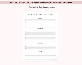 Weekly Brain Dump,Thought Organizer, ADHD brain dump, Thought tracker, Organization planner,Analysis Paralysis planner,Thought journal