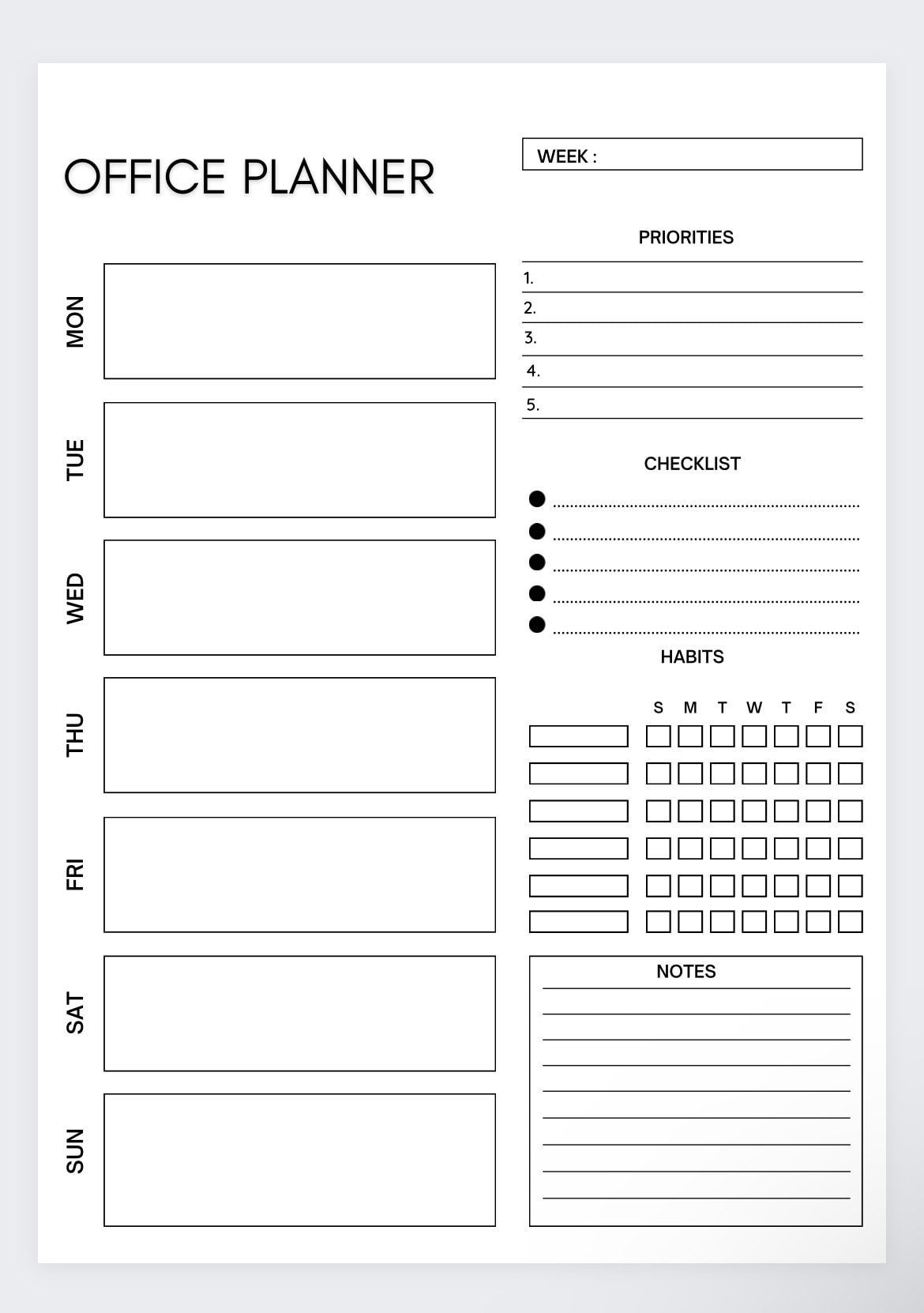 Office Planner Printable, Work Productivity Organizer, Digital Desk ...