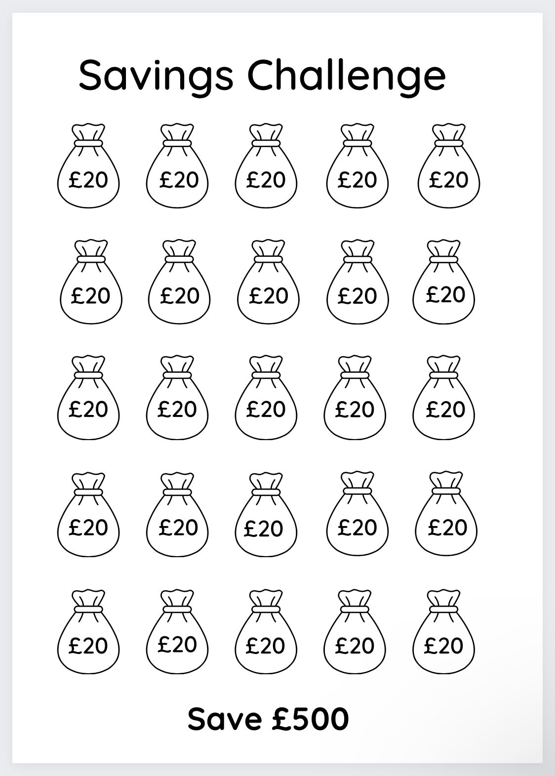 20 Pound Challenge,savings Challenge,money Savings,pound Challenge