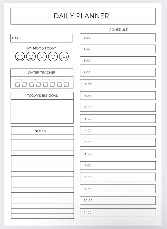 Daily Schedule Plannerhourly Plannerdesk Plannerdaily - Etsy