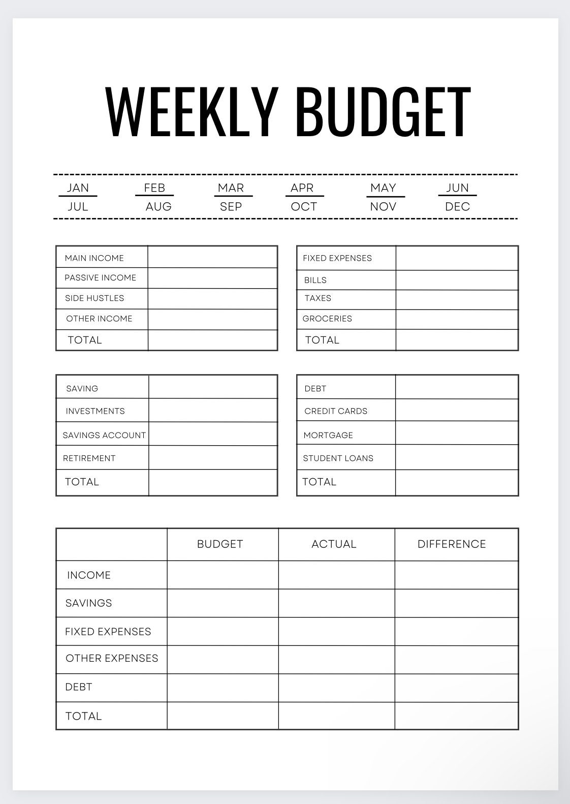 Budget Planner Printable, Finance Planner, Bi-weekly Budget, Monthly  Budget, Weekly Budget, Paycheck Budget Printable, Budget Template 