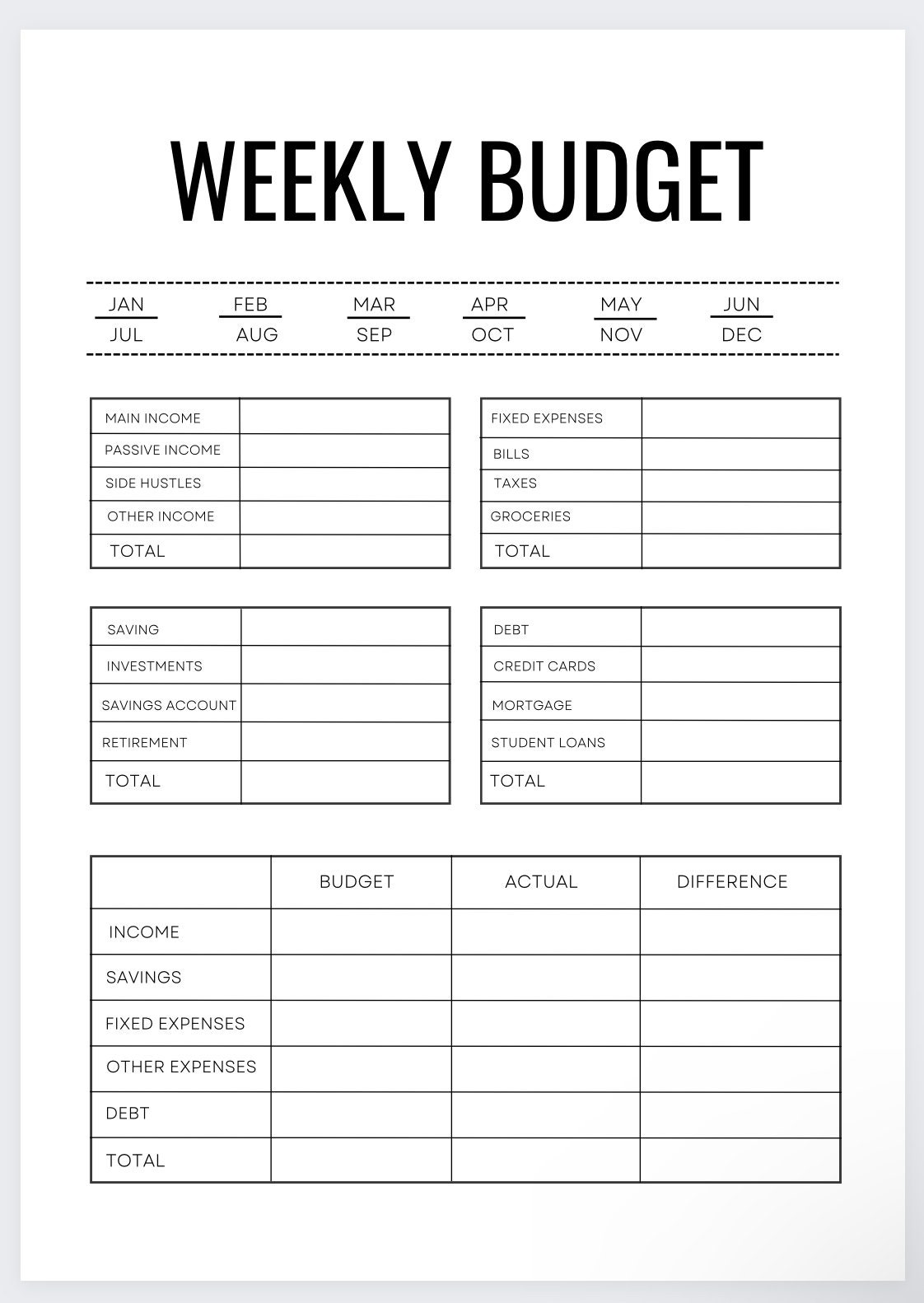 Weekly Budget Excel Template