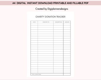 Charity Donation Tracker,Donation Log,Donation Budget,Charity Planner,Donation Goal Planner,Charity Donations,Money Budget,Charity Budget