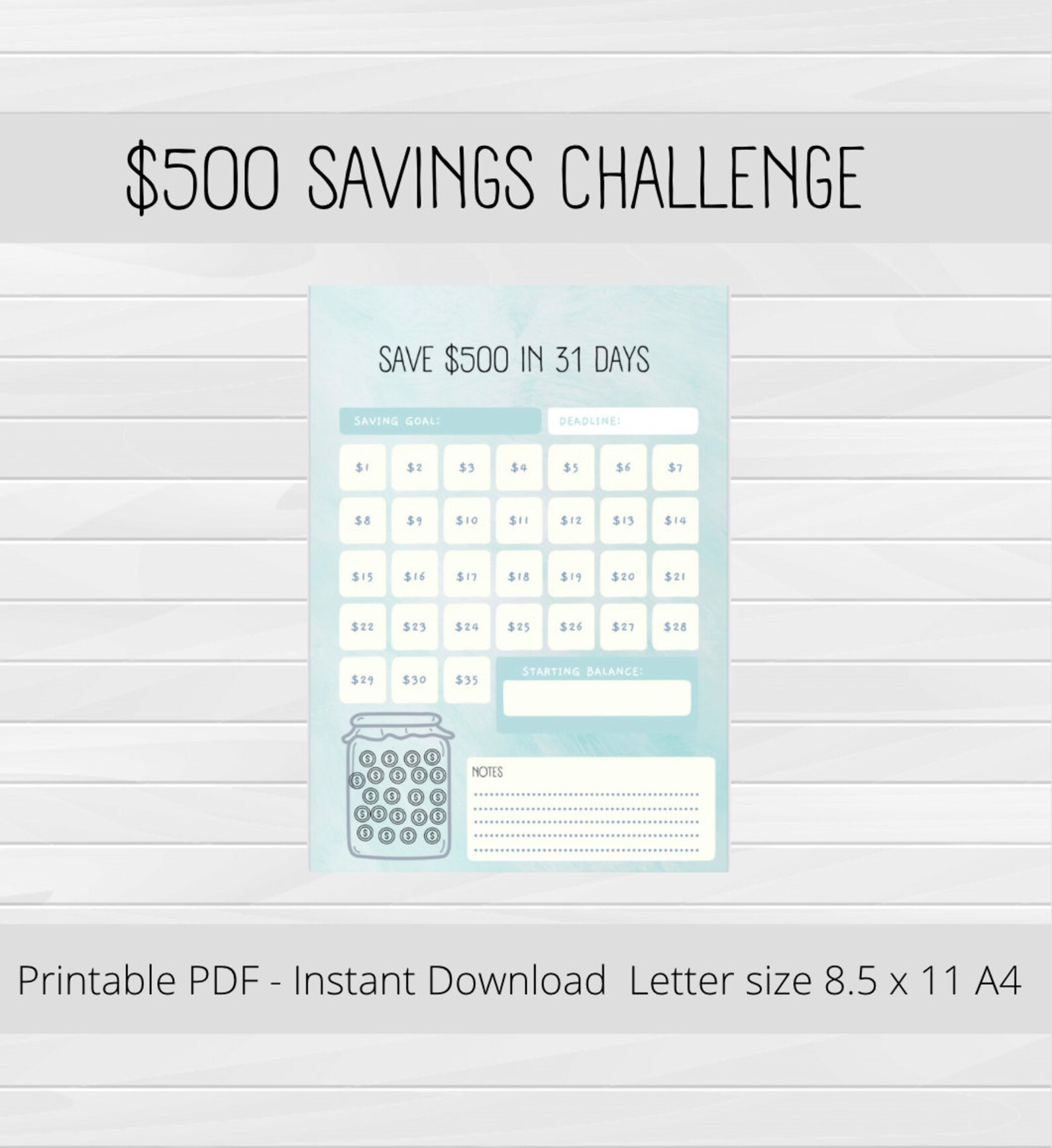 Saving Challenge,saving Challenge Bundle, Saving Fund,30 Day Tracker