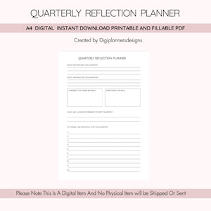 Planificador de reflexión trimestral, diario de revisión trimestral, seguimiento del progreso de objetivos, planificador de crecimiento personal, registro de autorreflexión, herramienta de planificación de vida