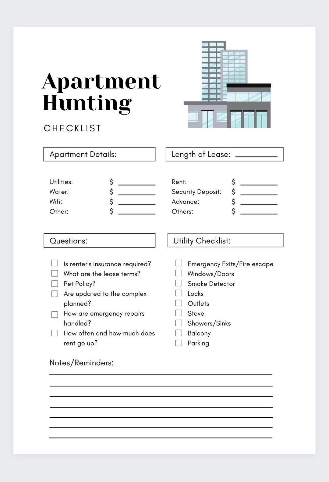 Apartment Checklist,new Home Checklist,new Home Essentials,first