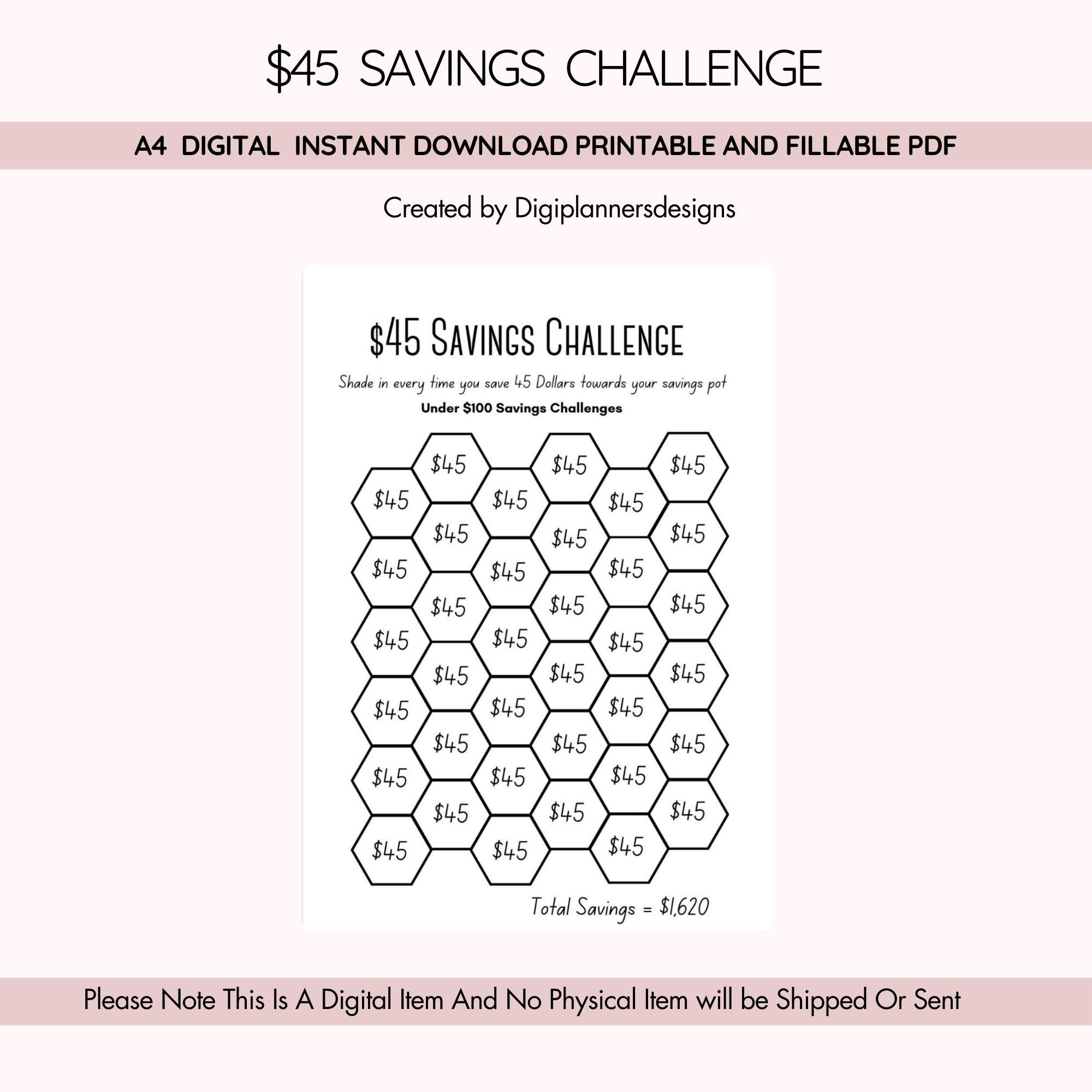 45 Dollar Saving Challenge,savings Box, Savings Binder, Savings