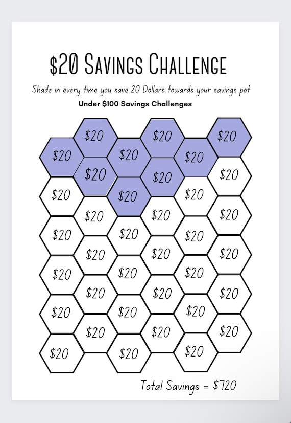 20 Dollar Saving Challenge,savings Box, Savings Jar, Saving Money
