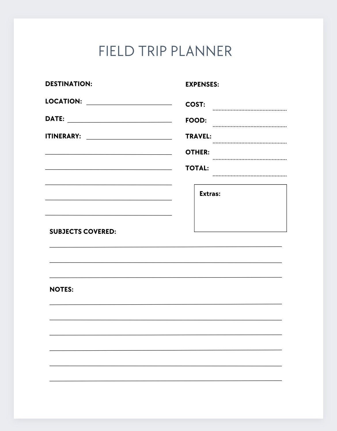 field-trip-planneradventure-planning-itinerary-organizer-educational-excursions-field-trip-list-school-trip-planner-school-trip-log-etsy
