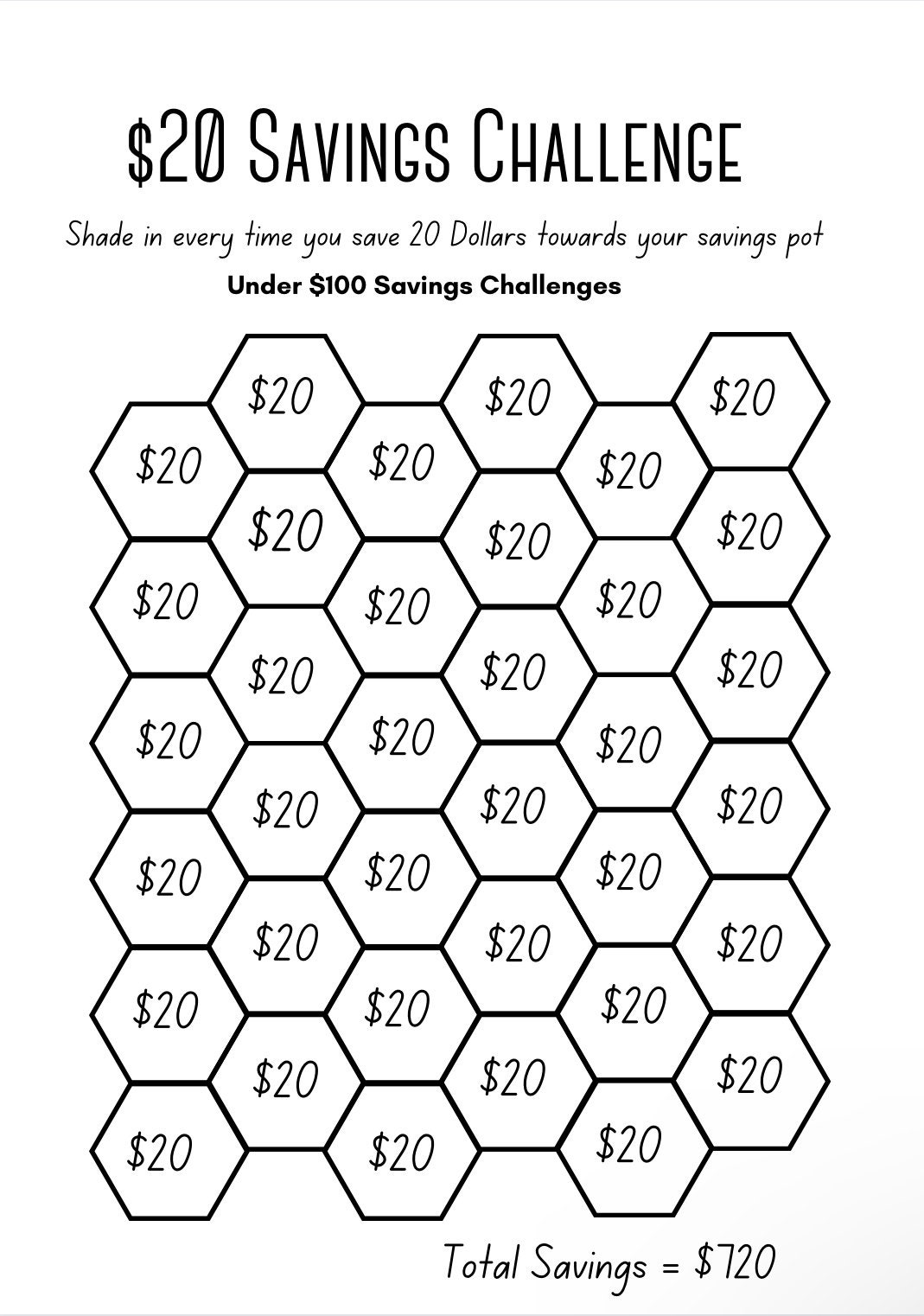 20k in 100 Days Couple's Savings Tracker Printable Files