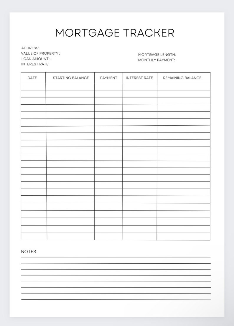 Mortgage Trackermortgage Logmortgage Plannermortgage - Etsy
