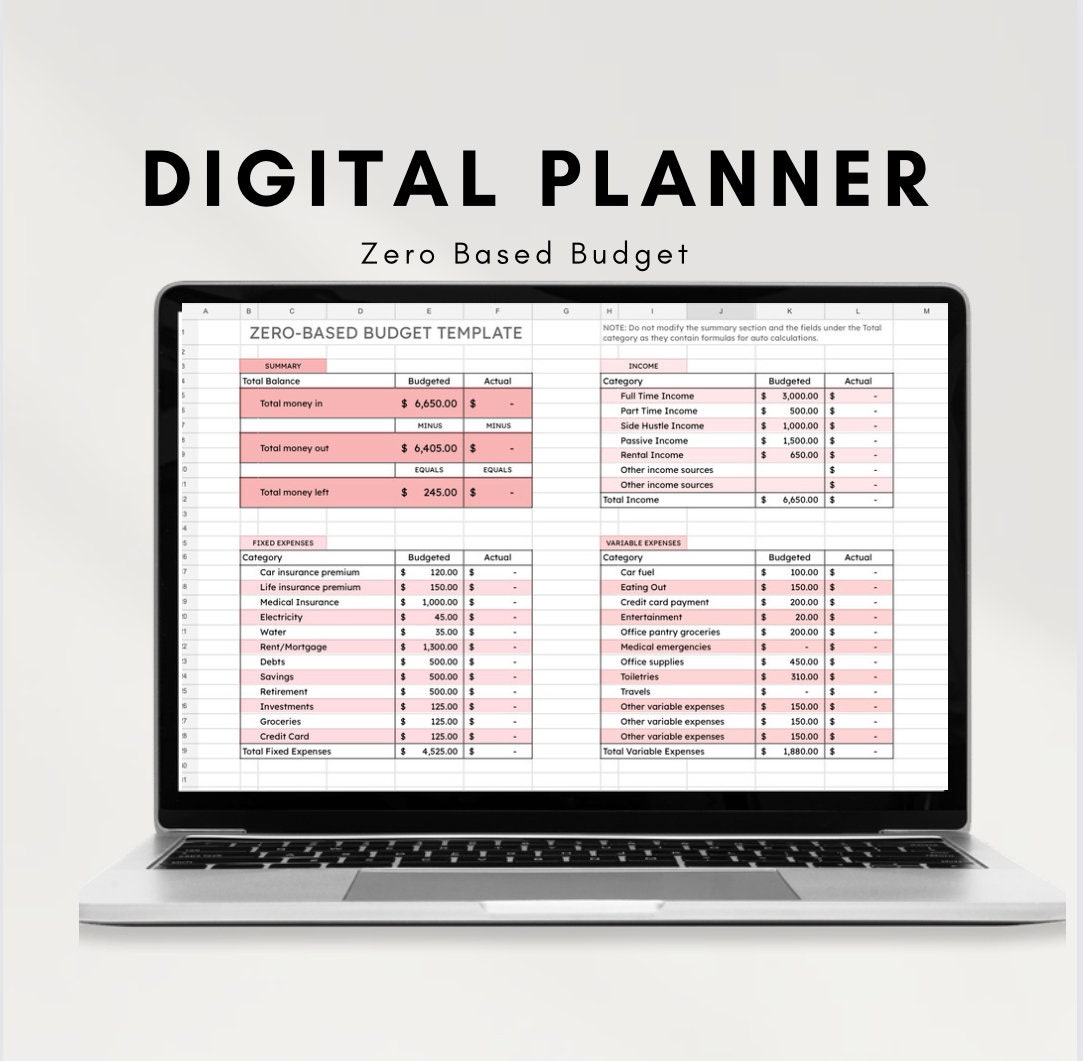Zero Based Budget Spreadsheet, Google Sheets, Digital Finance ...
