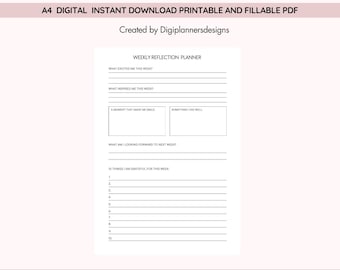 Wöchentlicher Reflexionsplaner, Wochenübersicht, Erinnerungsjournal, Persönliches Wachstumsplaner, Zielüberprüfungs-Tracker, Achtsamkeits-Journal, Selbstreflexionsjournal