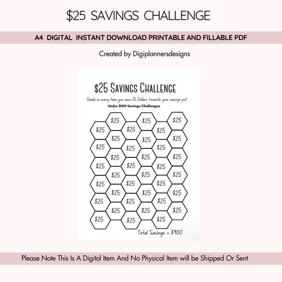 25 Dollar Saving Challenge,savings Box, Savings Binder, Savings
