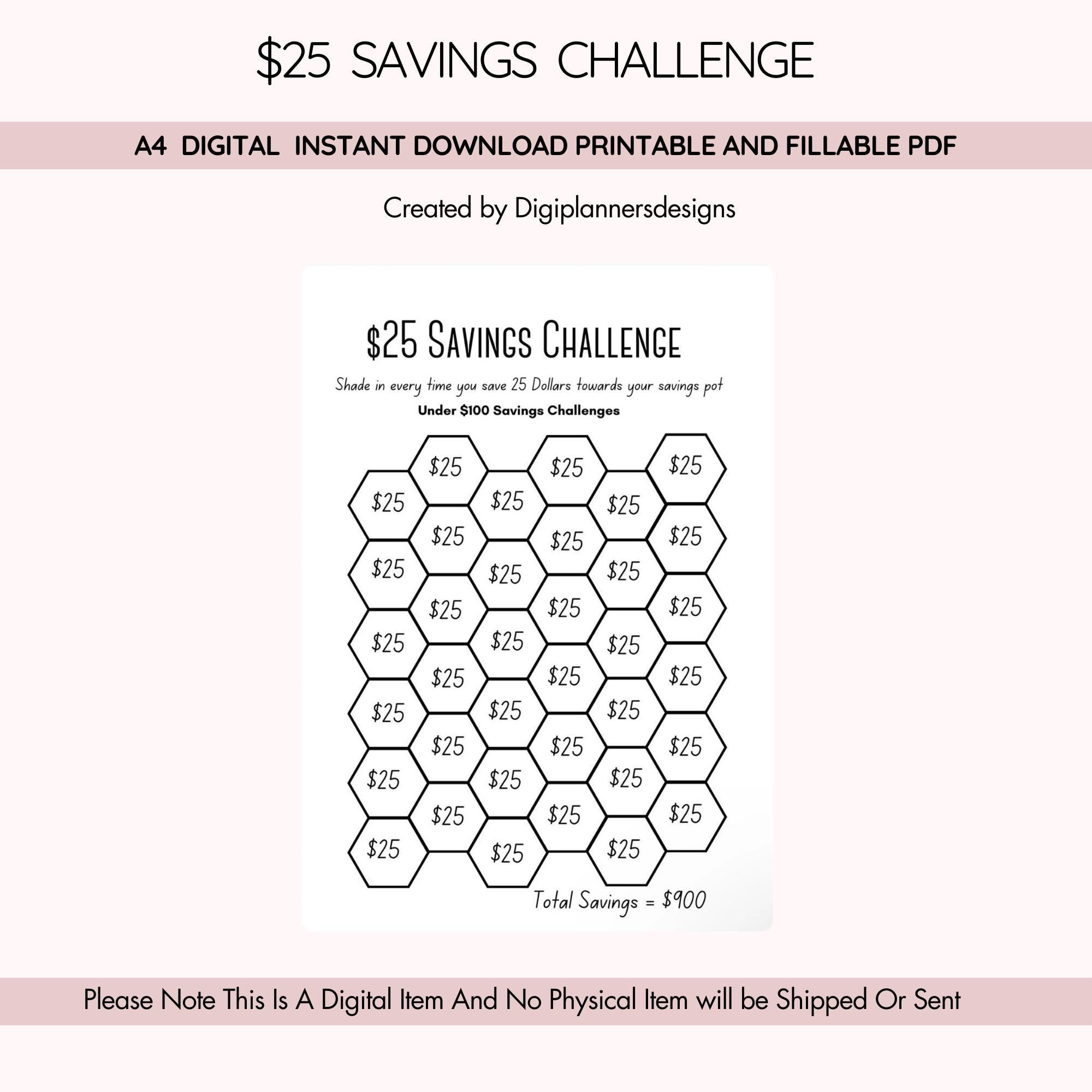 25 Dollar Saving Challenge,savings Box, Savings Binder, Savings